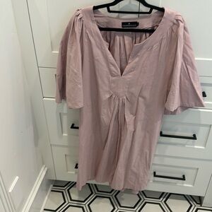 Pomander Place dusty pink linen- blend short dress.